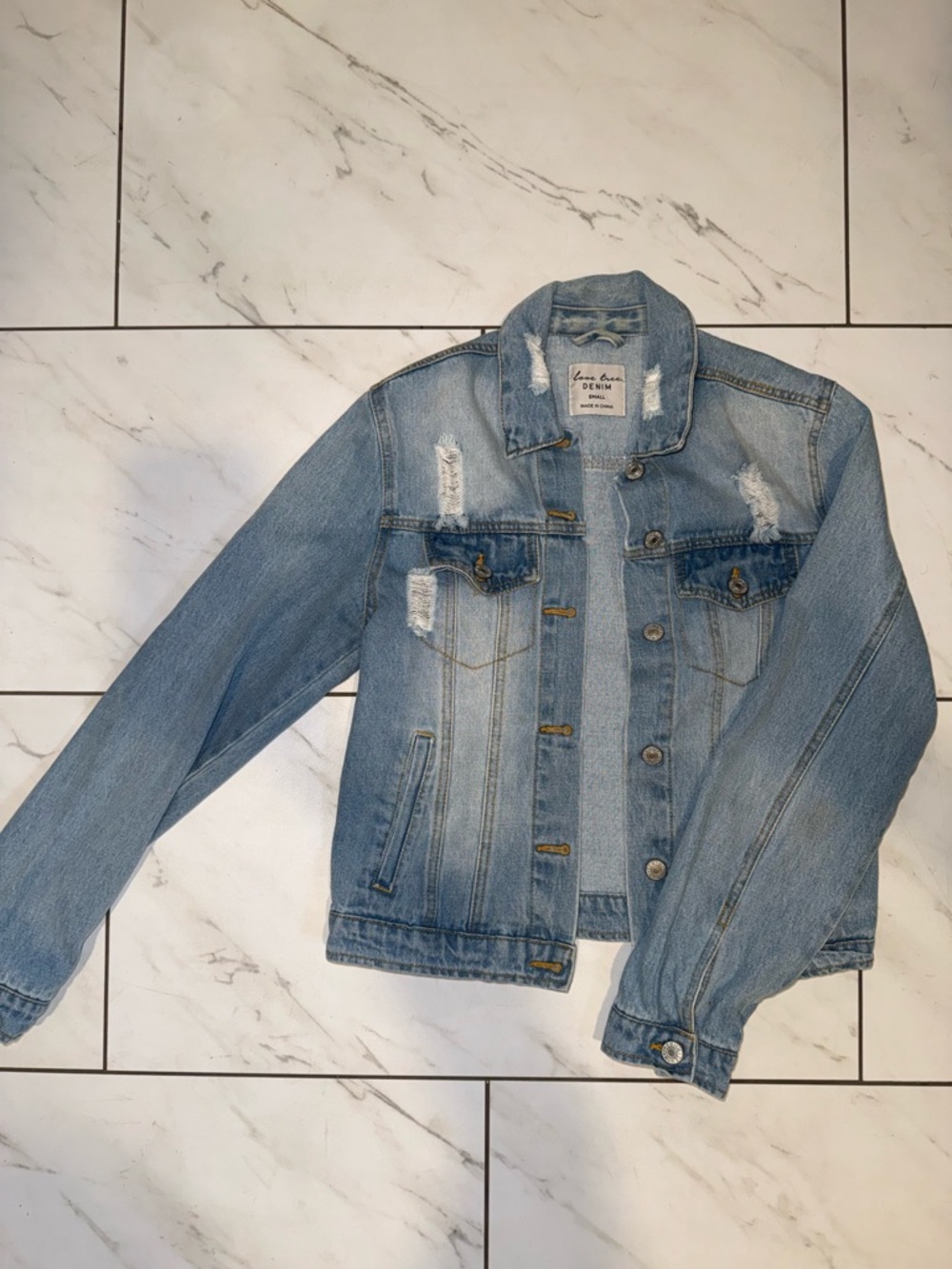 Light Blue Distressed Denim Jacket